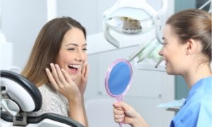 The patient asks, how long does a teeth cleaning take?